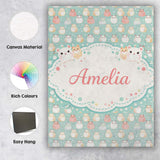 Personalised Name Pastel Cute Hamster Soft Polka Dot Seamless Custom Contemporary Display Canvas Wall Art Print Decor Picture Ready to Hang