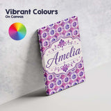 Personalised Name Purple Watercolor Tile Custom  Unique Gift Idea Elegant Feature Canvas Wall Art Print Decor Picture Ready to Hang