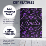 Personalised Name Elegant Purple Floral Custom  Unique Gift Idea Modern Room Accent Canvas Wall Art Print Decor Picture Ready to Hang