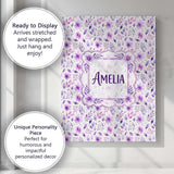 Personalised Name Pastel Purple Watercolor Custom  Unique Gift Idea Elegant Feature Canvas Wall Art Print Decor Picture Ready to Hang