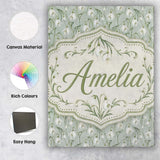 Personalised Name Delicate Snowdrop Flowers Custom  Bespoke Interior Contemporary Canvas Wall Art Print Decor Picture Ready to Hang