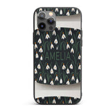 Minimal Snowdrop Floral Pattern on Dark Blue Custom Name Protective Phone Case Mobile Cover Durable Everyday Smartphone Shock Resistant