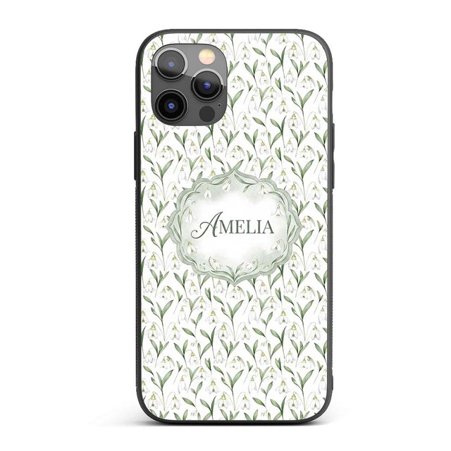 Elegant Snowdrop Flowers with Printed Design Custom Name Protective Phone Case Mobile Cover Durable Everyday Smartphone Shock Resistant