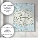 Personalised Name Small Snowdrop Flowers on Custom  Bespoke Interior Contemporary Canvas Wall Art Print Decor Picture Ready to Hang