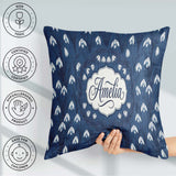 Custom Name Dense Snowdrop Flower Meadow on Dark Blue Background Square Filled Cushion Throw Pillow Sofa Bed Home Decor Zip Washable UK Made