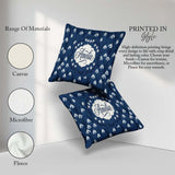 Custom Name Dense Snowdrop Flower Meadow on Dark Blue Background Square Filled Cushion Throw Pillow Sofa Bed Home Decor Zip Washable UK Made
