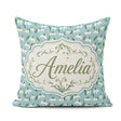 Custom Name Snowdrop Floral Pattern on Blue Background Seamless Square Filled Cushion Throw Pillow Sofa Bed Home Decor Zip Washable UK Made