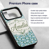 Snowdrop Floral Pattern on Pastel Blue Background Custom Name Protective Phone Case Mobile Cover Durable Everyday Smartphone Shock Resistant
