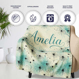 Spider Web Pattern with Splatter Effect on Light Background  Personalised Custom Name Super Soft Fleece Blanket Bed Sofa Throw