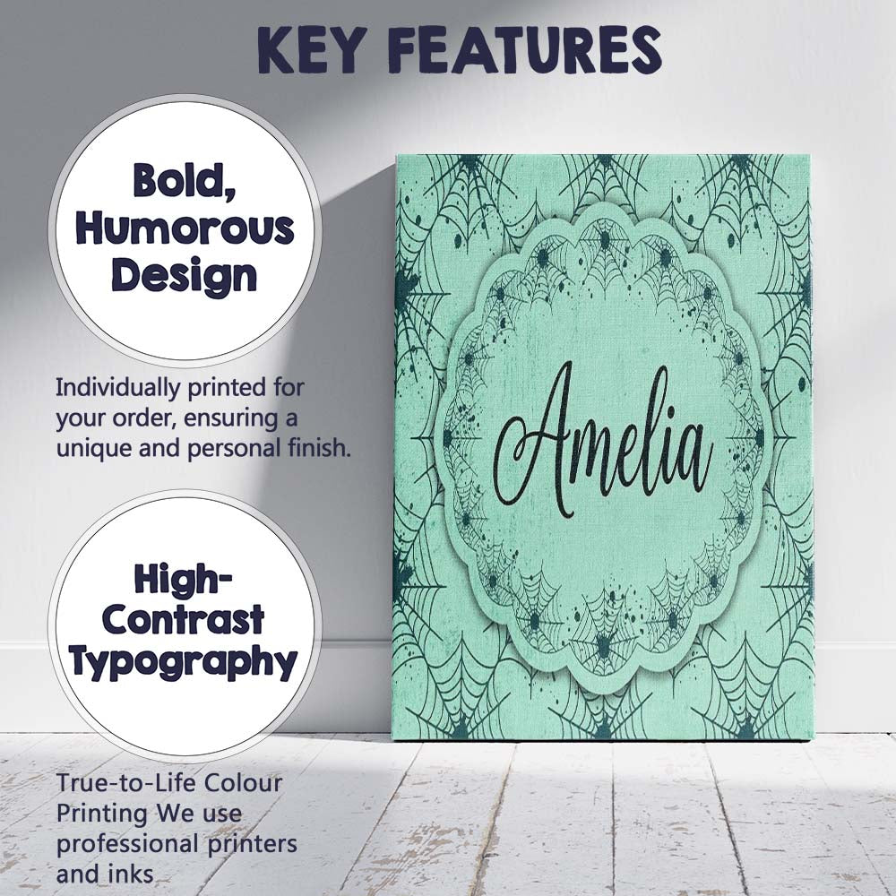 Personalised Name Soft Green Watercolor Custom  Modern Room Accent Elegant Feature Canvas Wall Art Print Decor Picture Ready to Hang