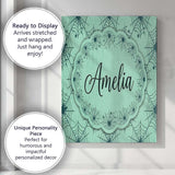 Personalised Name Soft Green Watercolor Custom  Modern Room Accent Elegant Feature Canvas Wall Art Print Decor Picture Ready to Hang