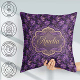Custom Name Rich Purple Swirl Abstract Floral Seamless Name Cute Square Filled Cushion Throw Pillow Sofa Bed Home Decor Zip Washable UK Made