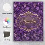 Personalised Name Rich Purple Feather Swirl Custom  Bespoke Interior Contemporary Canvas Wall Art Print Decor Picture Ready to Hang