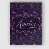 Personalised Name Dark Purple Ornamental Custom  Unique Gift Idea Elegant Feature Canvas Wall Art Print Decor Picture Ready to Hang