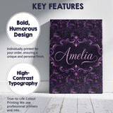 Personalised Name Dark Purple Ornamental Custom  Unique Gift Idea Elegant Feature Canvas Wall Art Print Decor Picture Ready to Hang
