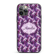Purple and Magenta Artistic Floral Swirl Pattern Custom Name Protective Phone Case Mobile Cover Durable Everyday Smartphone Shock Resistant