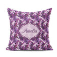 Custom Name Purple and Magenta Artistic Floral Pattern Seamless Square Filled Cushion Throw Pillow Sofa Bed Home Decor Zip Washable UK Made