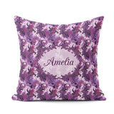 Custom Name Purple and Magenta Artistic Floral Pattern Seamless Square Filled Cushion Throw Pillow Sofa Bed Home Decor Zip Washable UK Made