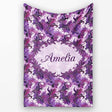 Purple and Magenta Artistic Floral Swirl Pattern Seamless  Personalised Custom Name Super Soft Fleece Blanket Bed Sofa Throw