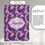 Purple and Magenta Artistic Floral Swirl Pattern Seamless  Personalised Custom Name Super Soft Fleece Blanket Bed Sofa Throw
