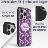 Purple and Magenta Artistic Floral Swirl Pattern Custom Name Protective Phone Case Mobile Cover Durable Everyday Smartphone Shock Resistant