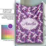 Purple and Magenta Artistic Floral Swirl Pattern Seamless  Personalised Custom Name Super Soft Fleece Blanket Bed Sofa Throw
