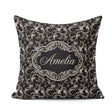 Custom Name Silver Black Luxury Baroque Pattern Seamless Elegant Square Filled Cushion Throw Pillow Sofa Bed Home Decor Zip Washable UK Made