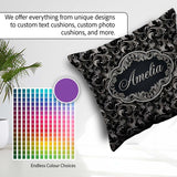 Custom Name Silver Black Luxury Baroque Pattern Seamless Elegant Square Filled Cushion Throw Pillow Sofa Bed Home Decor Zip Washable UK Made
