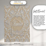 Gold Floral Ornament Pattern on Soft Grey Background Seamless  Personalised Custom Name Super Soft Fleece Blanket Bed Sofa Throw