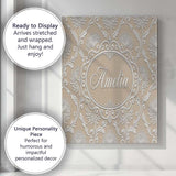 Personalised Name Gold Floral Ornament Custom  Modern Room Accent Elegant Feature Canvas Wall Art Print Decor Picture Ready to Hang