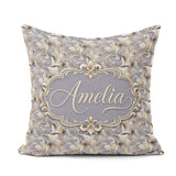 Custom Name Soft Beige Embossed Pattern Elegant Texture Seamless Square Filled Cushion Throw Pillow Sofa Bed Home Decor Zip Washable UK Made