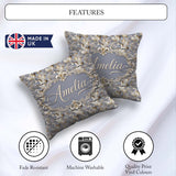 Custom Name Soft Beige Embossed Pattern Elegant Texture Seamless Square Filled Cushion Throw Pillow Sofa Bed Home Decor Zip Washable UK Made
