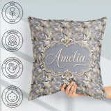 Custom Name Soft Beige Embossed Pattern Elegant Texture Seamless Square Filled Cushion Throw Pillow Sofa Bed Home Decor Zip Washable UK Made