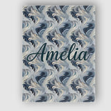 Personalised Name Blue Grey Abstract Custom Premium Decorative Design Modern Room Accent Canvas Wall Art Print Decor Picture Ready to Hang