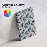 Personalised Name Blue Grey Abstract Custom Premium Decorative Design Modern Room Accent Canvas Wall Art Print Decor Picture Ready to Hang