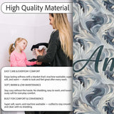Blue Grey Abstract Feather Swirl Pattern Seamless Modern Artistic  Personalised Custom Name Super Soft Fleece Blanket Bed Sofa Throw
