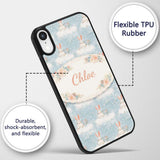 Minimal Bunny Snow Field Seamless Pattern Cute Custom Name Protective Phone Case Mobile Cover Durable Everyday Smartphone Shock Resistant