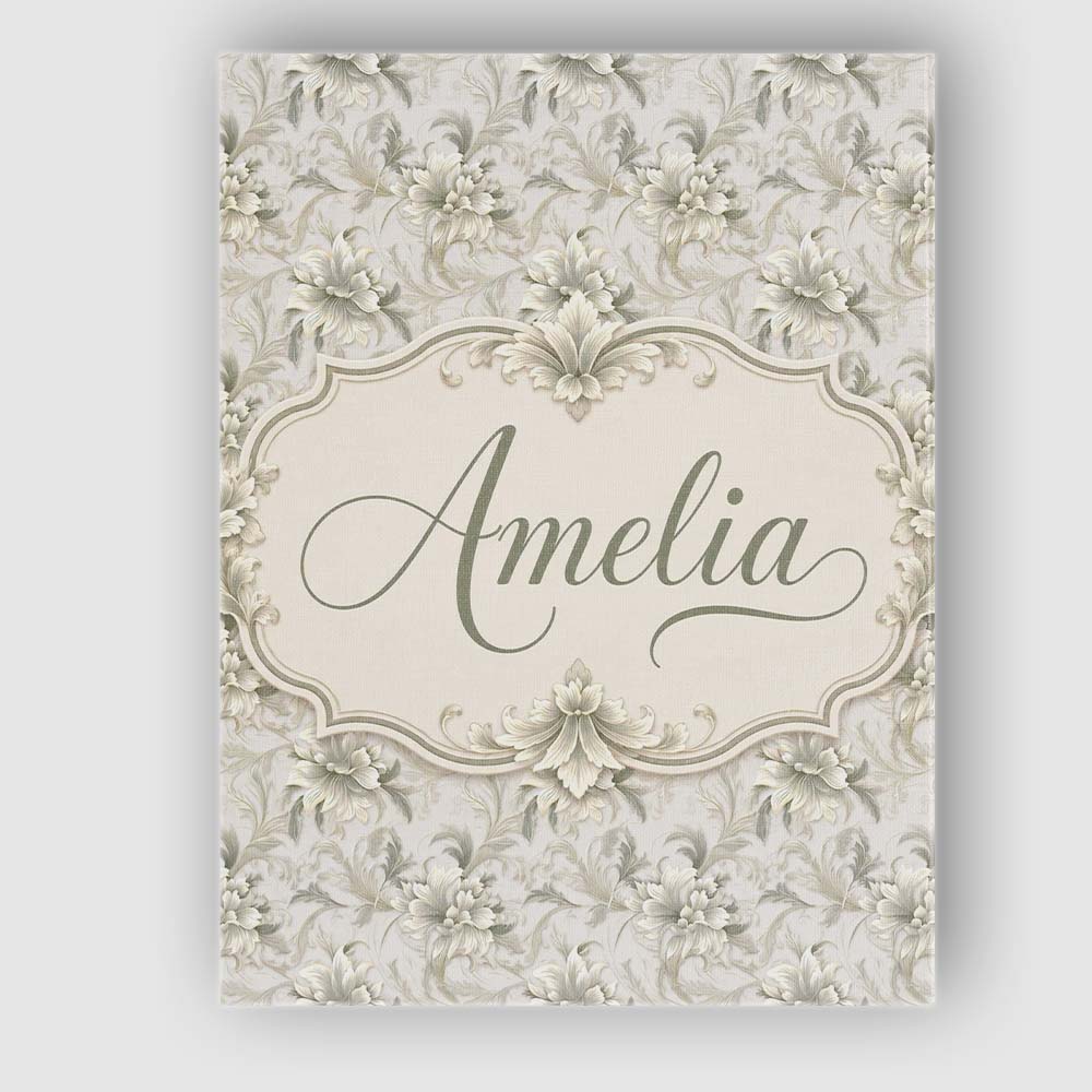 Personalised Name Elegant Beige Floral Custom  Unique Gift Idea Modern Room Accent Canvas Wall Art Print Decor Picture Ready to Hang