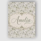 Personalised Name Elegant Beige Floral Custom  Unique Gift Idea Modern Room Accent Canvas Wall Art Print Decor Picture Ready to Hang