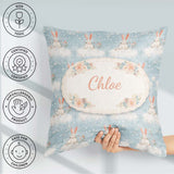 Custom Name Minimal Bunny Snow Field Seamless Pattern Cute Gift Square Filled Cushion Throw Pillow Sofa Bed Home Decor Zip Washable UK Made