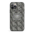 Silver Metallic Ornamental Floral Swirl Seamless Custom Name Protective Phone Case Mobile Cover Durable Everyday Smartphone Shock Resistant