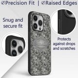 Silver Metallic Ornamental Floral Swirl Seamless Custom Name Protective Phone Case Mobile Cover Durable Everyday Smartphone Shock Resistant