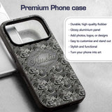 Silver Metallic Ornamental Floral Swirl Seamless Custom Name Protective Phone Case Mobile Cover Durable Everyday Smartphone Shock Resistant