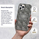 Silver Metallic Ornamental Floral Swirl Seamless Custom Name Protective Phone Case Mobile Cover Durable Everyday Smartphone Shock Resistant