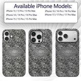 Silver Metallic Ornamental Floral Swirl Seamless Custom Name Protective Phone Case Mobile Cover Durable Everyday Smartphone Shock Resistant