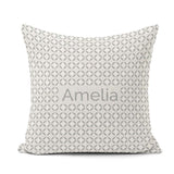 Custom Name Soft Grey Geometric Tile Seamless Pattern Name Cute Square Filled Cushion Throw Pillow Sofa Bed Home Decor Zip Washable UK Made