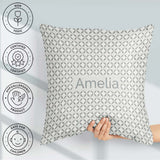 Custom Name Soft Grey Geometric Tile Seamless Pattern Name Cute Square Filled Cushion Throw Pillow Sofa Bed Home Decor Zip Washable UK Made