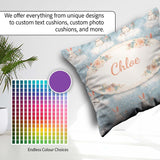 Custom Name Minimal Bunny Snow Field Seamless Pattern Cute Gift Square Filled Cushion Throw Pillow Sofa Bed Home Decor Zip Washable UK Made