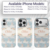 Minimal Bunny Snow Field Seamless Pattern Cute Custom Name Protective Phone Case Mobile Cover Durable Everyday Smartphone Shock Resistant