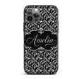 Black Silver Metallic Wave Abstract Seamless Custom Name Protective Phone Case Mobile Cover Durable Everyday Smartphone Shock Resistant